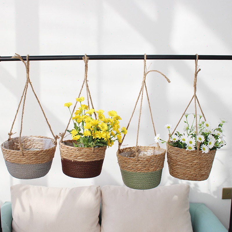 Spider Plant Hanging - Panier suspendu en paille, Pot de